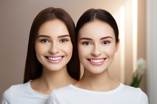 Perfect healthy teeth smile, teeth whitening - dental clinic patient, oral care dentistry image