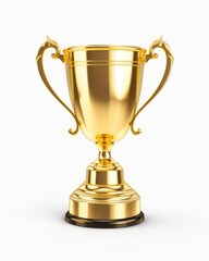 Fototapeta na wymiar Golden Trophy Cup - 3D Render of Isolated Gold Award Prize for Winners and Champions in First Place
