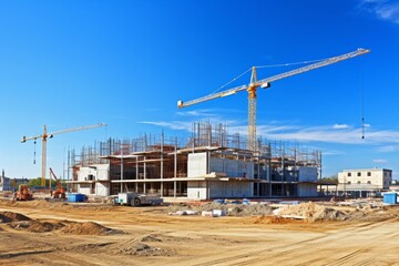 Fototapeta na wymiar Industrial development. building under construction at engineering construction site