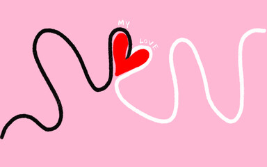 Romantic Pink Heart Illustration for Valentine's Day Love Symbol Art Design