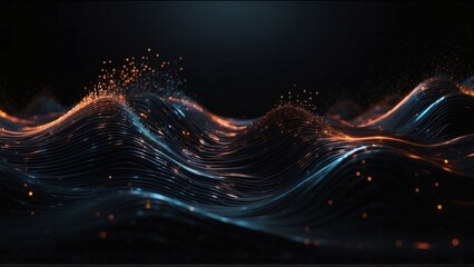 Illustration of Abstract Waving Particle Technology Background Design.