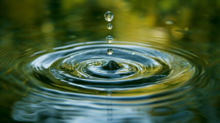 Water droplets creating ripples in a pond.
