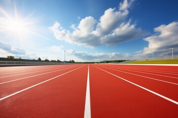 Immaculate running track. Smooth surface prepared for athletes to begin their run
