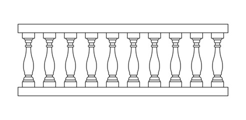 Stone balustrade with balusters for fencing line art - obrazy, fototapety, plakaty