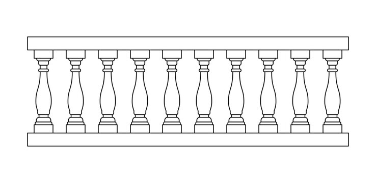 Stone balustrade with balusters for fencing line art