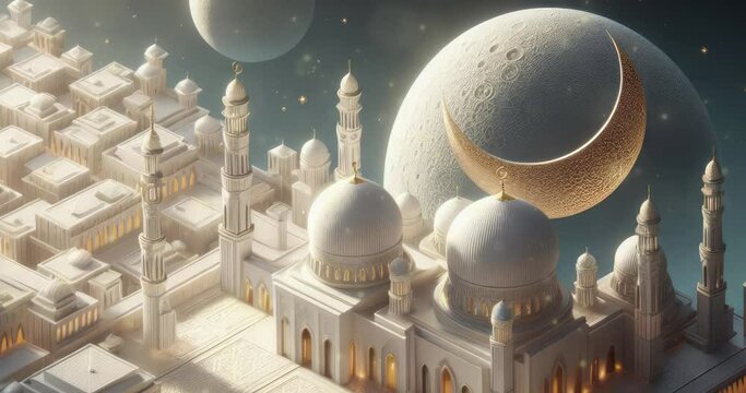 Ramadan Day with copy space and mosque as a background