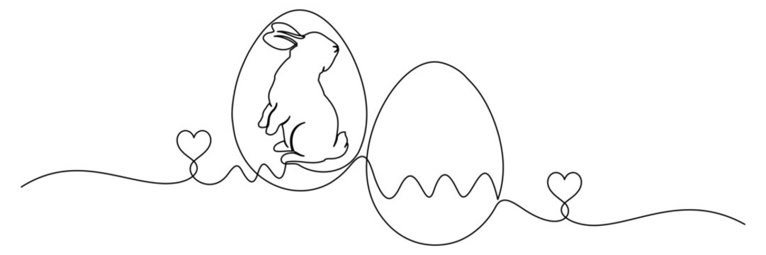 outline easter egg with bunny