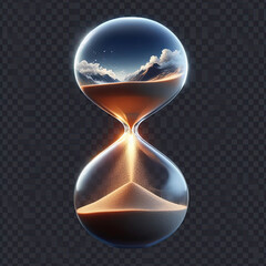 sleek glass hourglass on gradient background