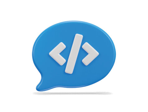 code icon 3d rendering symbol of web development