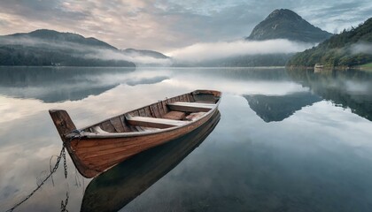 Fototapeta na wymiar Dawn Serenity: Reflections of Solitude on a Tranquil Lake