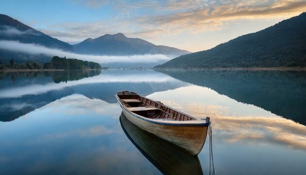 Dawn Serenity: Reflections of Solitude on a Tranquil Lake"