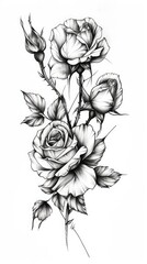 Rose tattoo flash, AI generated Image