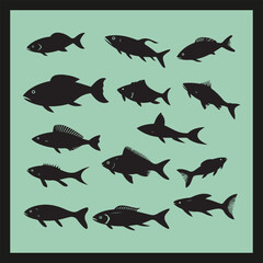 Fish silhouette set