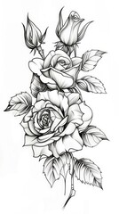 Rose tattoo flash, AI generated Image