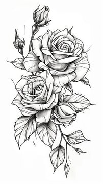 Rose tattoo flash, AI generated Image