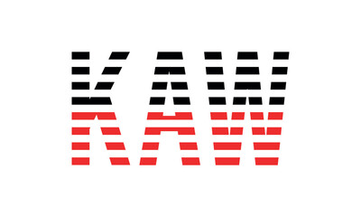 KAW three initial letter iconic line negative space minimal logo design vector template. monogram, abstract, wordmark, business, typography, minimalist, brand, company, flat, modern, unique, simple