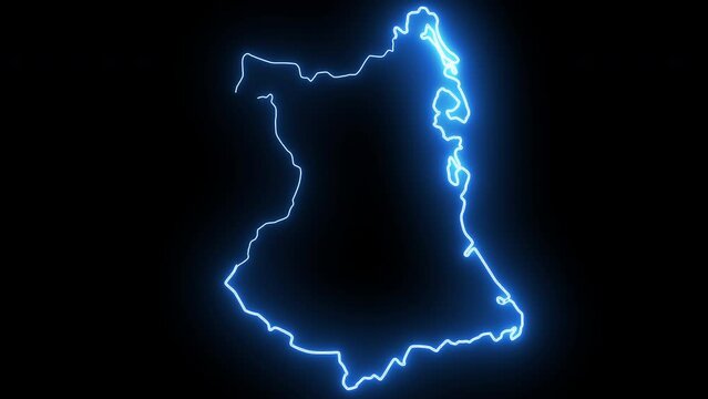 Animated map of Tuy Hoa in Vietnam with glowing neon effect
