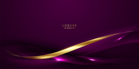 Abstract purple background design with luxurious gold color. Vector illustration