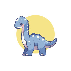 Naklejka premium Brachiosaurus animal chibi cartoon style isolated plain background, vector illustration