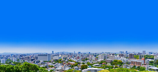 博多 市街 の パノラマビュー 【 九州 福岡市 の 都市風景 】