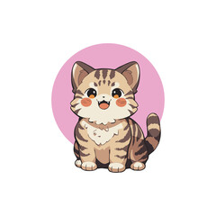 cat animal chibi cartoon style isolated plain background, vector illustration