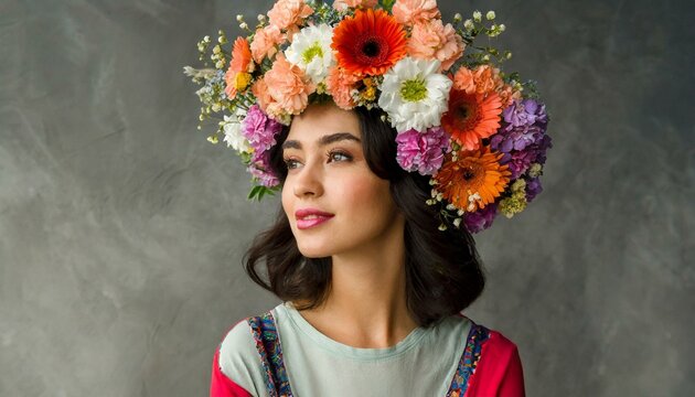 Floral Elegance: A Stylish Summer Portrait with Blooming Creativity"