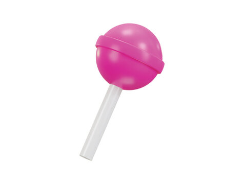sweet lollipop candy on white stick icon 3d render