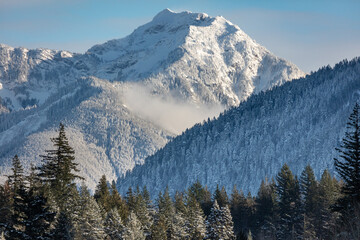 Snowy mountain peaks