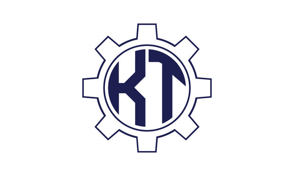 KT initial letter mechanical circle logo design vector template. industrial, engineering, servicing, word mark, letter mark, monogram, construction, business, company, corporate, commercial, geometric