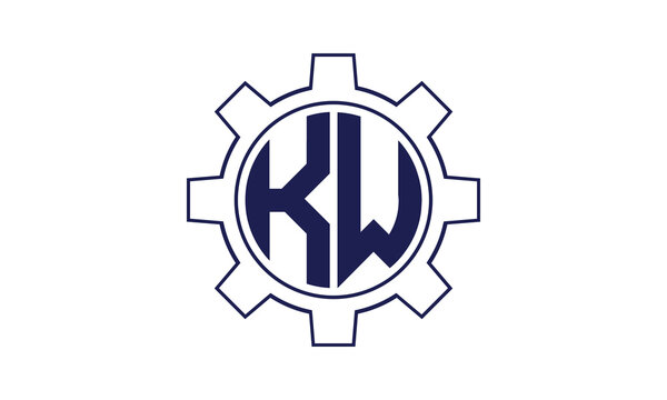 KW initial letter mechanical circle logo design vector template. industrial, engineering, servicing, word mark, letter mark, monogram, construction, business, company, corporate, commercial, geometric