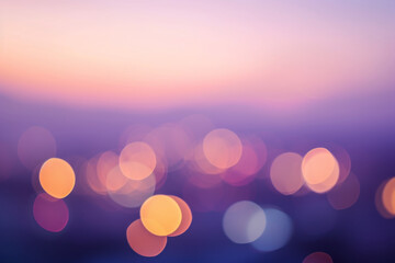 Bokeh; Soft purple and blue orbs at dusk.
