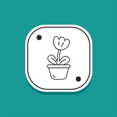 Flower icon line in flat. Stock vector.