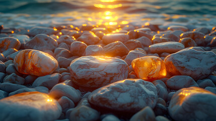 beautiful stones on the shore