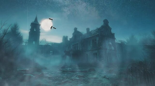 Scary haunted place. seamless looping time-lapse animation video background