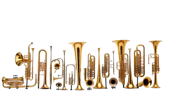 Symphony of Musical Instruments on White or PNG Transparent Background.