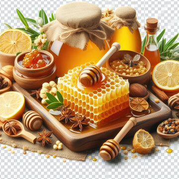 golden honey and fresh hive products