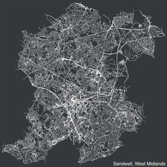 Street roads map of the METROPOLITAN BOROUGH OF SANDWELL, WEST MIDLANDS