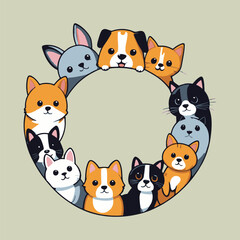 vector of cute pets