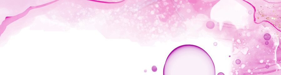 Vector pink coral banner. Hand drawn abstract paint brush stroke.