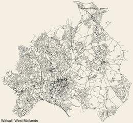 Street roads map of the METROPOLITAN BOROUGH OF WALSALL, WEST MIDLANDS