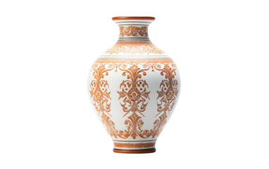 Crafted Traditional Ceramic Vase on White or PNG Transparent Background.
