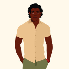 Fototapeta premium Handsome black man in elegant art style vector
