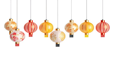 Chinese Paper Lantern Illumination on White or PNG Transparent Background. - obrazy, fototapety, plakaty