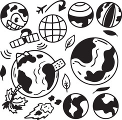 Illustration black and white vector file , can adjust color for best design earth day