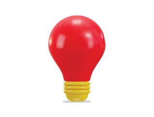 3d red light bulb icon vector illustration