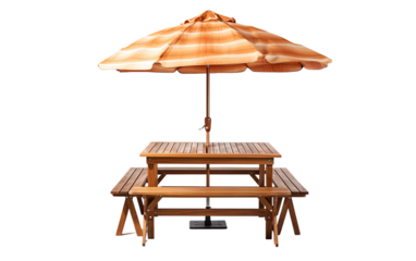 Sunlit Picnic Retreat Table on White or PNG Transparent Background.
