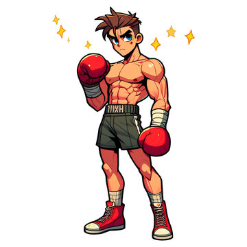muscular boxer wearing red gloves clip art preview