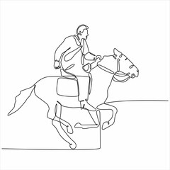 western cowboy continuous line drawing on horse vector illustration