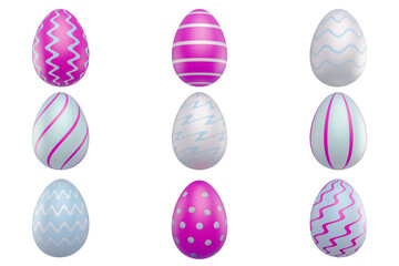 Set of Easter eggs. 3d rendering