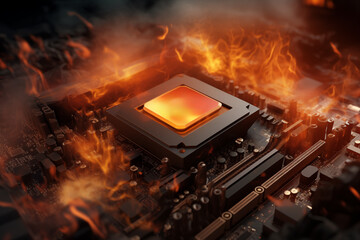 Computer CPU under stress test, emphasizing thermal performance. Generative AI - obrazy, fototapety, plakaty
